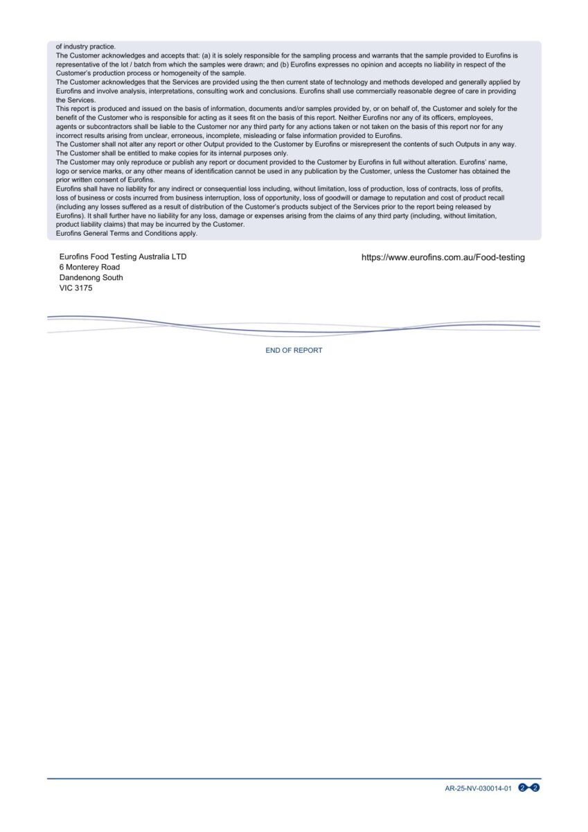 PakShilajit Shilajit Resin lab report page 2 — Eurofins Australia