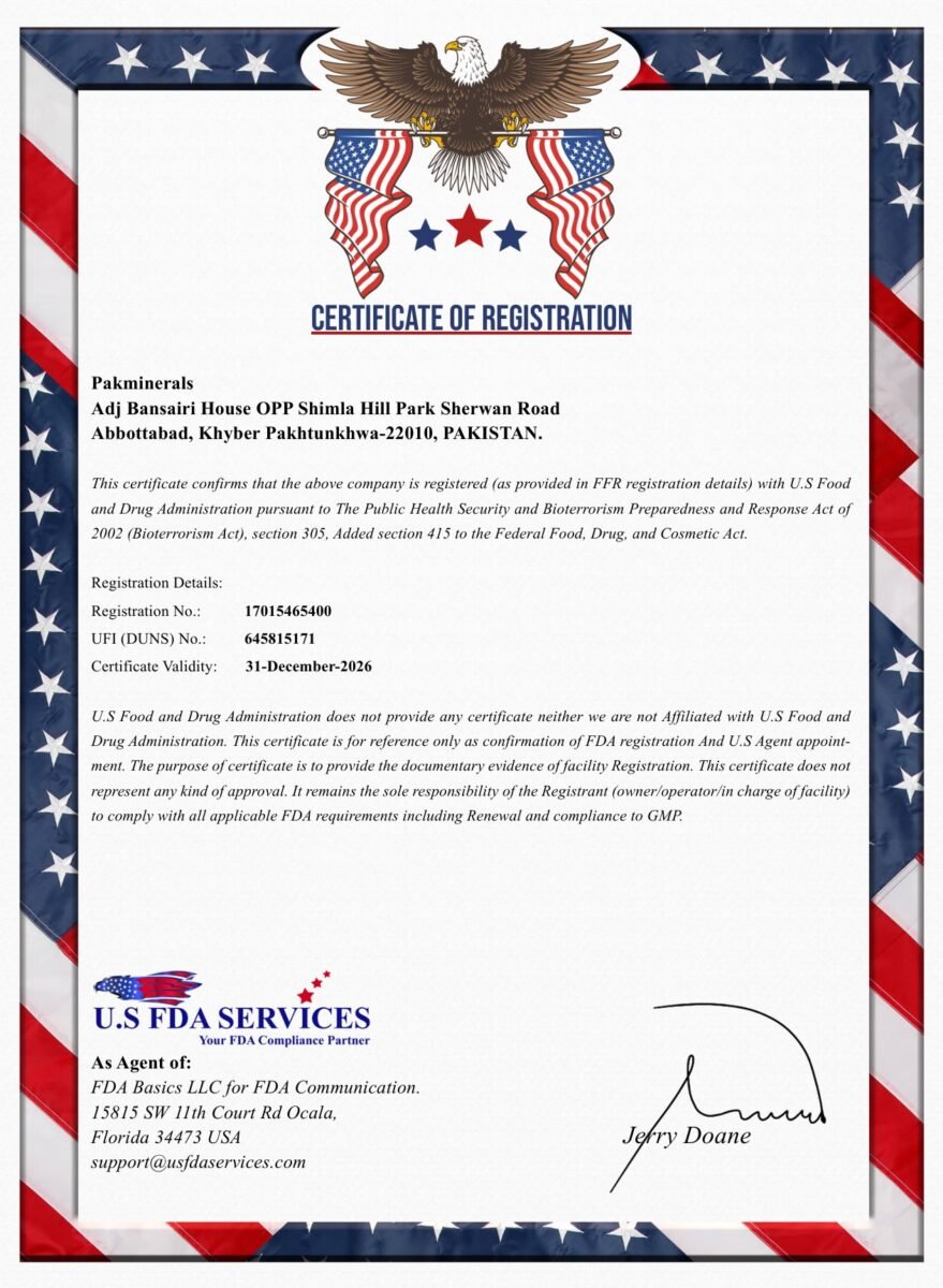 FDA facility registration certificate